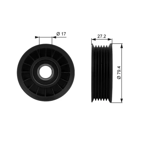 Ombuigings-/geleidingspoelie, V-geribbelde riem GATES T38009)