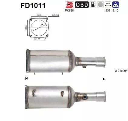 Roet-/deeltjesfilter, uitlaatsysteem AS FD1011)