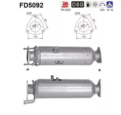 Roet-/deeltjesfilter, uitlaatsysteem AS FD5092)