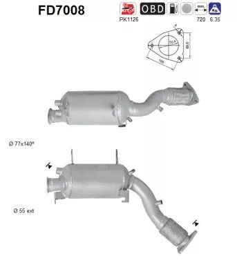 Roet-/deeltjesfilter, uitlaatsysteem AS FD7008)