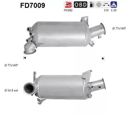 Roet-/deeltjesfilter, uitlaatsysteem AS FD7009)