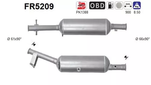 Roet-/deeltjesfilter, uitlaatsysteem AS FR5209)