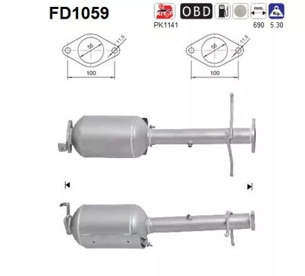 Roet-/deeltjesfilter, uitlaatsysteem AS FD1059)