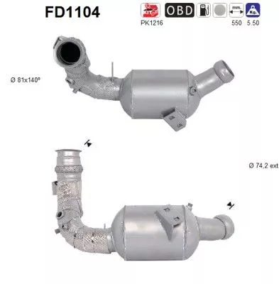 Roet-/deeltjesfilter, uitlaatsysteem AS FD1104)