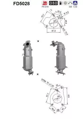 Roet-/deeltjesfilter, uitlaatsysteem AS FD5028)