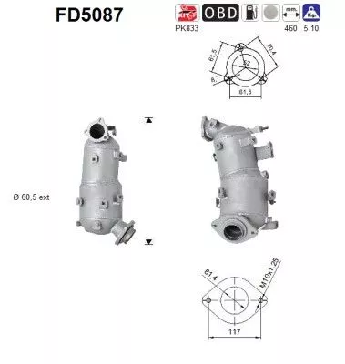 Roet-/deeltjesfilter, uitlaatsysteem AS FD5087)