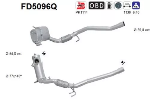 Roet-/deeltjesfilter, uitlaatsysteem AS FD5096Q)