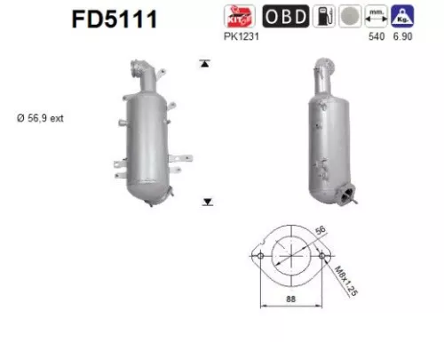Roet-/deeltjesfilter, uitlaatsysteem AS FD5111)
