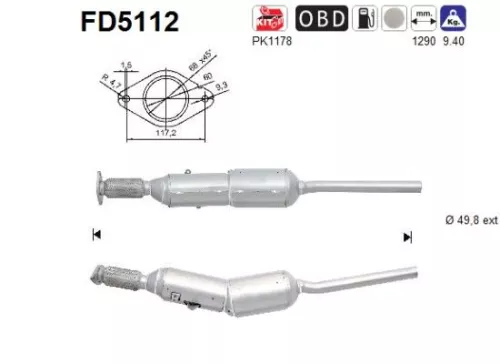 Roet-/deeltjesfilter, uitlaatsysteem AS FD5112)