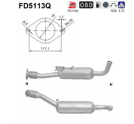 Roet-/deeltjesfilter, uitlaatsysteem AS FD5113Q)