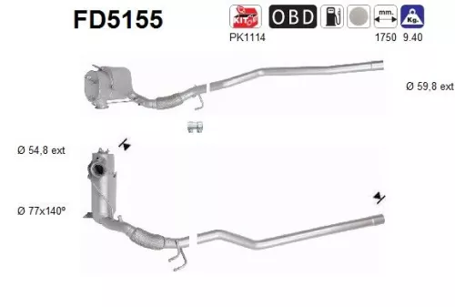 Roet-/deeltjesfilter, uitlaatsysteem AS FD5155)