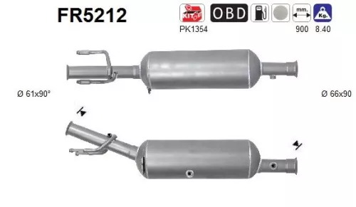Roet-/deeltjesfilter, uitlaatsysteem AS FR5212)