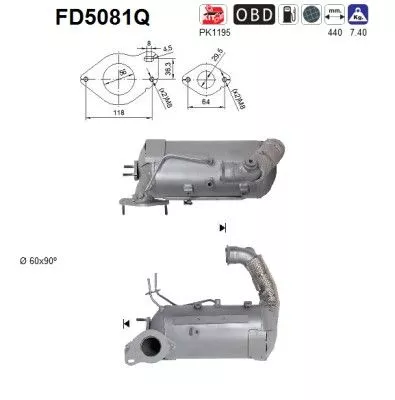 Roet-/deeltjesfilter, uitlaatsysteem AS FD5081Q)
