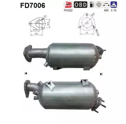 Roet-/deeltjesfilter, uitlaatsysteem AS FD7006)