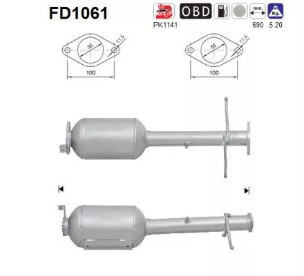 Roet-/deeltjesfilter, uitlaatsysteem AS FD1061)