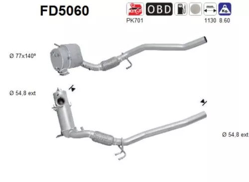 Roet-/deeltjesfilter, uitlaatsysteem AS FD5060)