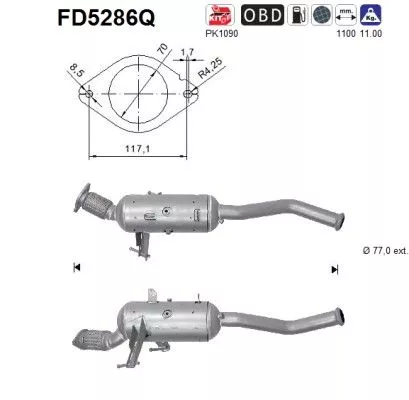 Roet-/deeltjesfilter, uitlaatsysteem AS FD5286Q)