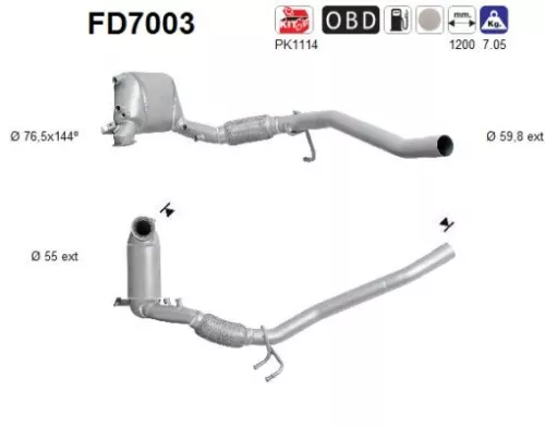 Roet-/deeltjesfilter, uitlaatsysteem AS FD7003)