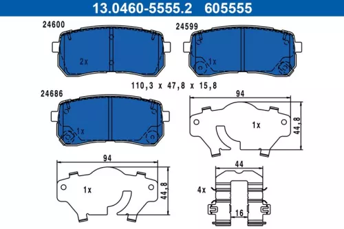 Brake Pad Set, disc brake ATE 13.0460-5555.2)