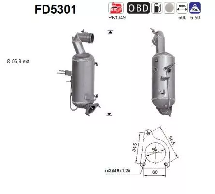 Roet-/deeltjesfilter, uitlaatsysteem AS FD5301)