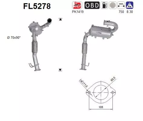 Roet-/deeltjesfilter, uitlaatsysteem AS FL5278)