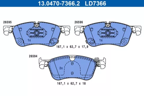 Brake Pad Set, disc brake ATE 13.0470-7366.2)