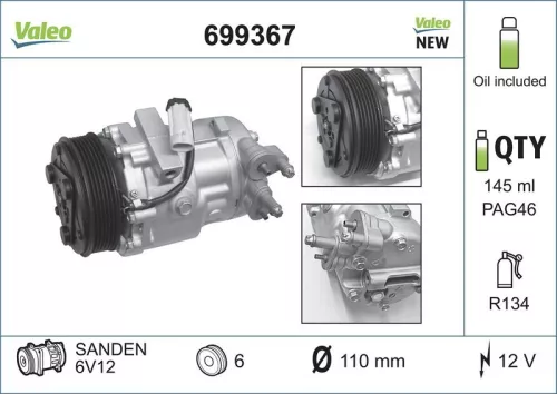 Compressor, airconditioning VALEO 699367)