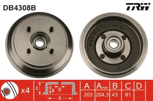 Brake Drum TRW DB4308B)