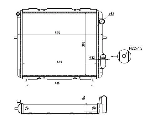 Radiator, motorkoeling NRF 507345A)