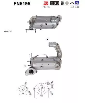 Roet-/deeltjesfilter, uitlaatsysteem AS FN5195)