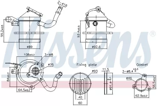 Cooler, exhaust gas recirculation NISSENS 989480)