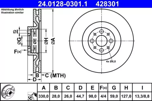 Remschijf ATE 24.0128-0301.1)