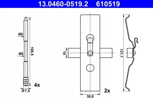 Accessoirekit, schijfremblokken ATE 13.0460-0519.2)