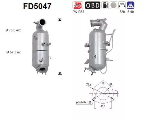 Roet-/deeltjesfilter, uitlaatsysteem AS FD5047)