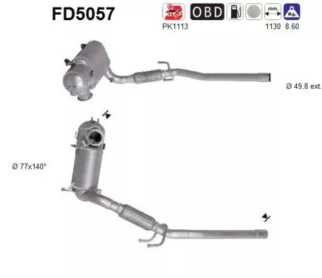 Roet-/deeltjesfilter, uitlaatsysteem AS FD5057)