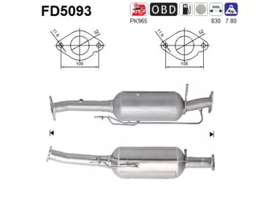 Roet-/deeltjesfilter, uitlaatsysteem AS FD5093)