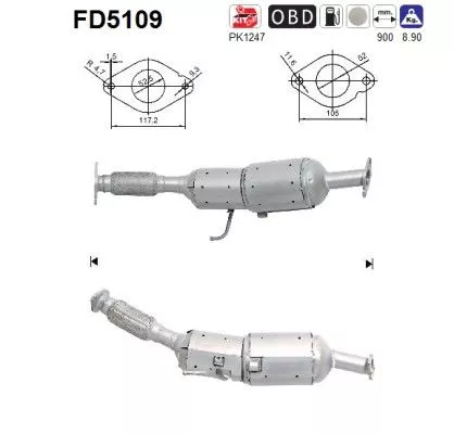 Roet-/deeltjesfilter, uitlaatsysteem AS FD5109)