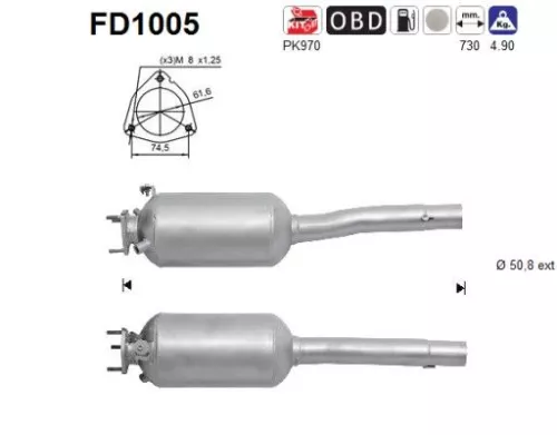 Roet-/deeltjesfilter, uitlaatsysteem AS FD1005)