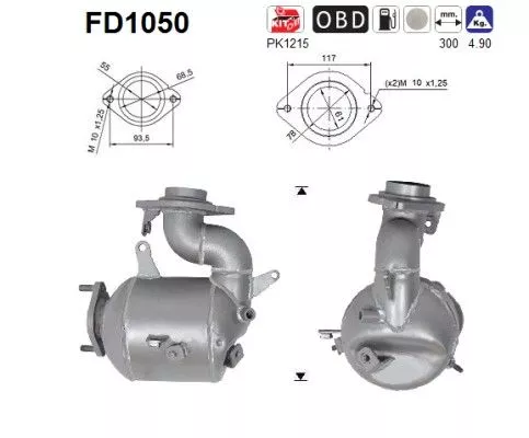 Roet-/deeltjesfilter, uitlaatsysteem AS FD1050)