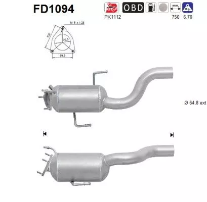 Roet-/deeltjesfilter, uitlaatsysteem AS FD1094)