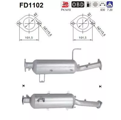 Roet-/deeltjesfilter, uitlaatsysteem AS FD1102)