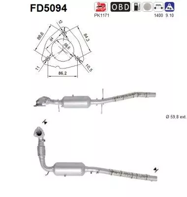 Roet-/deeltjesfilter, uitlaatsysteem AS FD5094)
