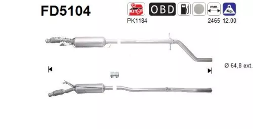 Roet-/deeltjesfilter, uitlaatsysteem AS FD5104)