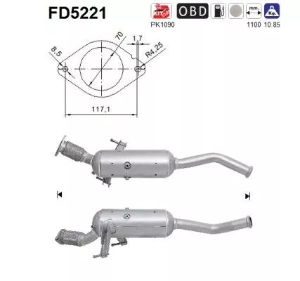 Roet-/deeltjesfilter, uitlaatsysteem AS FD5221)