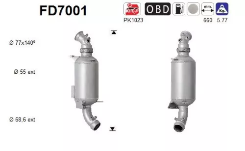 Roet-/deeltjesfilter, uitlaatsysteem AS FD7001)