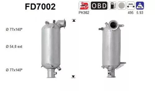 Roet-/deeltjesfilter, uitlaatsysteem AS FD7002)