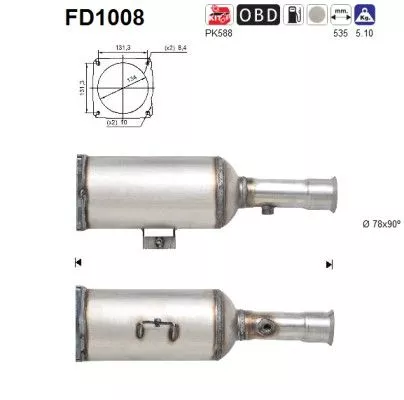 Roet-/deeltjesfilter, uitlaatsysteem AS FD1008)