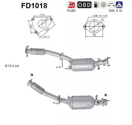 Roet-/deeltjesfilter, uitlaatsysteem AS FD1018)