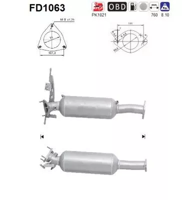 Roet-/deeltjesfilter, uitlaatsysteem AS FD1063)