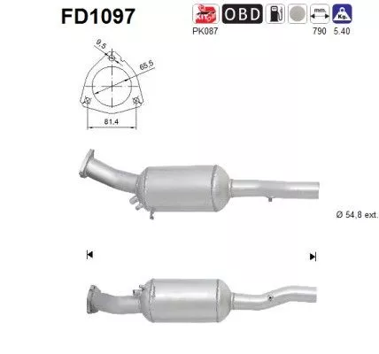 Roet-/deeltjesfilter, uitlaatsysteem AS FD1097)